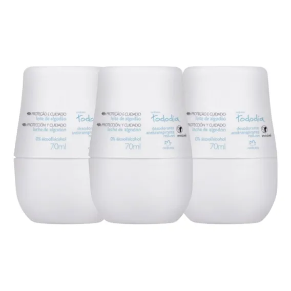 Natura Roll-on Leite De Algodão 70ml Kit C/03 Un. Tododia Fragrância Tradicional Foto 1