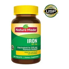 Nature Made Iron Suplemento 65mg 365 Comprimidos Imp Eua Sabor Sem Sabor Foto mini  2