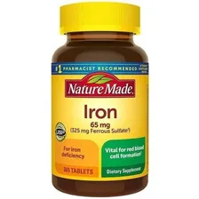 Nature Made Iron Suplemento 65mg 365 Comprimidos Imp Eua Sabor Sem Sabor Foto  mini 1