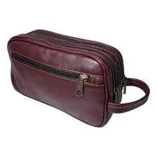 Necessaire Estojo De Couro Legítimo Genuíno Grande Espaçosa Foto mini 1