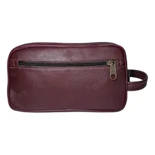 Necessaire Estojo De Couro Legítimo Genuíno Grande Espaçosa Foto mini 2
