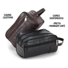 Necessaire Feminina Necessaire Masculina Em Couro Legítimo Cor Preto Foto mini 4