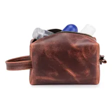 Necessaire Masculina Feminina Couro Legitimo Porta Objetos Cor Wisky Foto mini 4