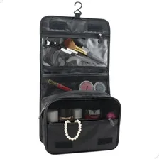 Necessaire Masculina Feminina Grande Viagem Cabide Divisória Cor Preto-necessaire Masculina Ou Feminina De Viagem Com Divisórias Grande Gancho De Pendurar Desenho Do Tecido Liso Foto mini  3
