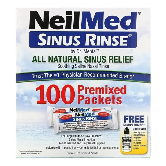 Neilmed Sinus Rinse Nariz Saudável 100 Packets Limpeza Nasal Cor Sem Foto 1