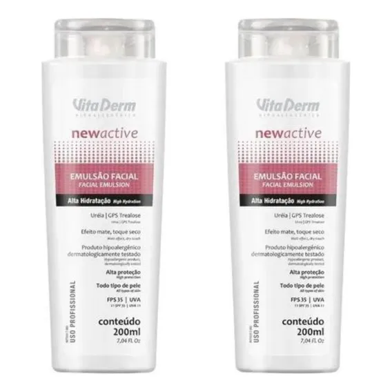 New Active Vita Derm Emulsão Facial Fps35 2x200g 2 Unidades Foto 1