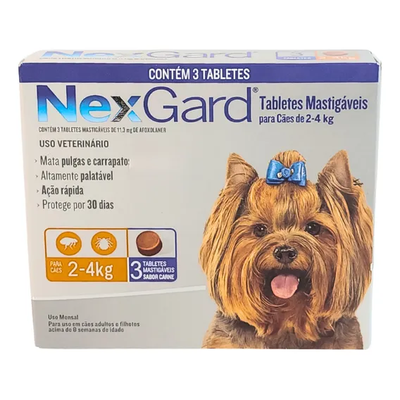 NexGard Antipulgas e Carrapatos Comprimidos para cão de 2kg a 4kg 3 comprimidos Boeringer Ingelhein Foto 1