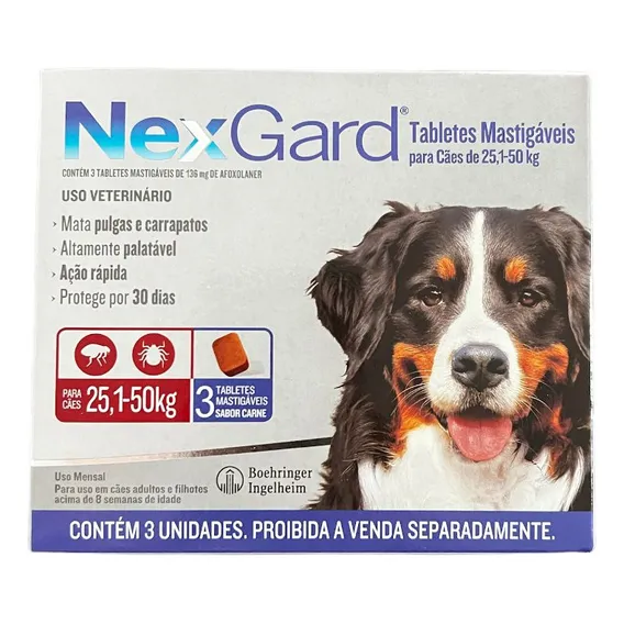 NexGard Cachorro 3 Doses 25 kg à 50 kg Comprimidos Foto 1