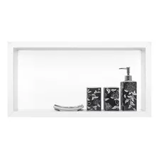 Nicho Banheiro Mármore Branco Prime 30x60 Com Fundo E Borda Foto  mini 1