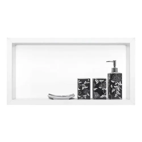 Nicho Banheiro Mármore Branco Prime 30x60 Com Fundo E Borda Foto 1