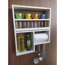 Nicho Cozinha Mdf Tempero Talheres Papel Toalha Cor Branco Foto mini 2