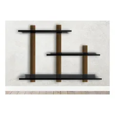 Nicho Decorativo 3 Prateleiras Em Mdf Freijó Com Preto Foto mini  3