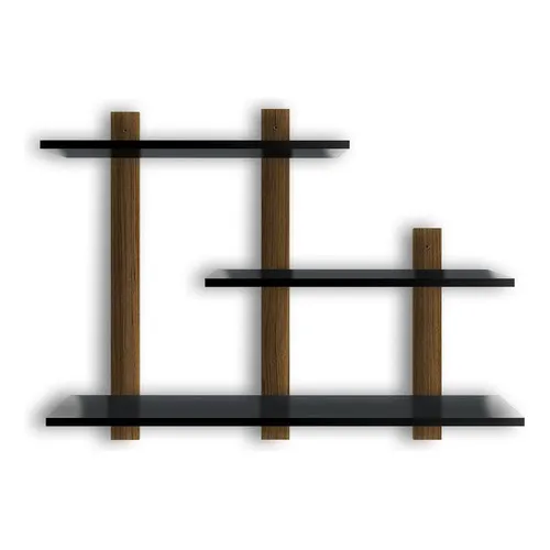 Nicho Decorativo 3 Prateleiras Em Mdf Freijó Com Preto Foto 1
