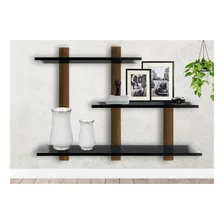 Nicho Decorativo 3 Prateleiras Em Mdf Freijó Com Preto Foto mini 4