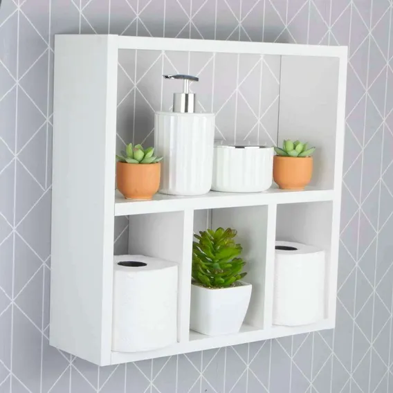Nicho Decorativo Organizador Para Banheiro Branco 40cm Mdf Foto 1