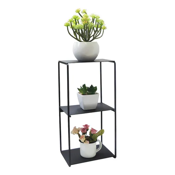 Nicho Decorativo Organizador Prateleira Metal Duplo Preto Foto 1