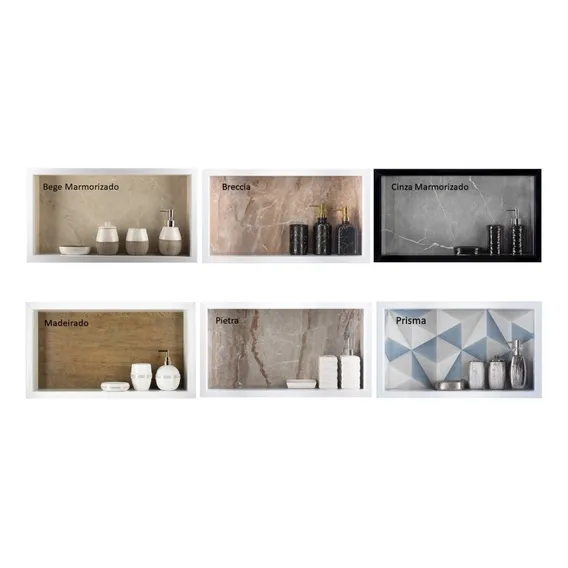 Nicho Em Porcelanato Porta Shampoo Banheiro Box 60x30x10 Cm Cor Madeirado Foto 1