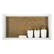 Nicho Em Porcelanato Porta Shampoo Banheiro Box 60x30x10 Cm Cor Madeirado Foto mini  2