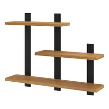 Nicho Estante Com 3 Prateleiras Iindustrial 89,5cm Pradel Cor Freij贸/Preto fosco Foto mini 1