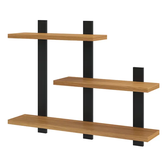 Nicho Estante Com 3 Prateleiras Iindustrial 89,5cm Pradel Cor Freij贸/Preto fosco Foto 1