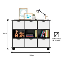 Nicho Organizador 6 Gavetas Com RodÃzios Preto/branco Qmovi Cor Branco Foto mini 3