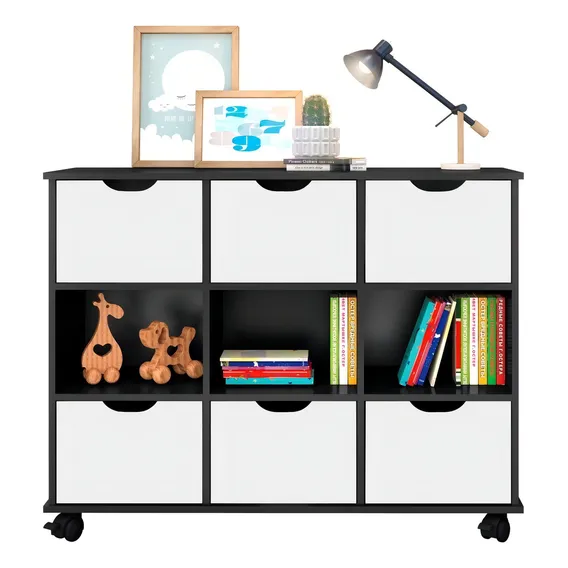 Nicho Organizador 6 Gavetas Com RodÃzios Preto/branco Qmovi Cor Branco Foto 1