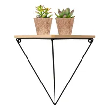 Nicho Prateleira Triangular Metal Preto E Madeira - 30x30cm Foto mini 1