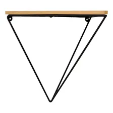 Nicho Prateleira Triangular Metal Preto E Madeira - 30x30cm Foto mini 2