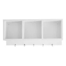 Nicho Triplo De Parede Organizador Com Ganchos 60x26x15cm Cor Branco Foto mini  3