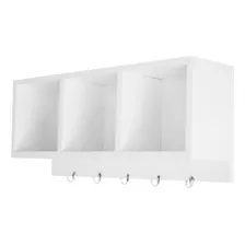 Nicho Triplo De Parede Organizador Com Ganchos 60x26x15cm Cor Branco Foto  mini 1
