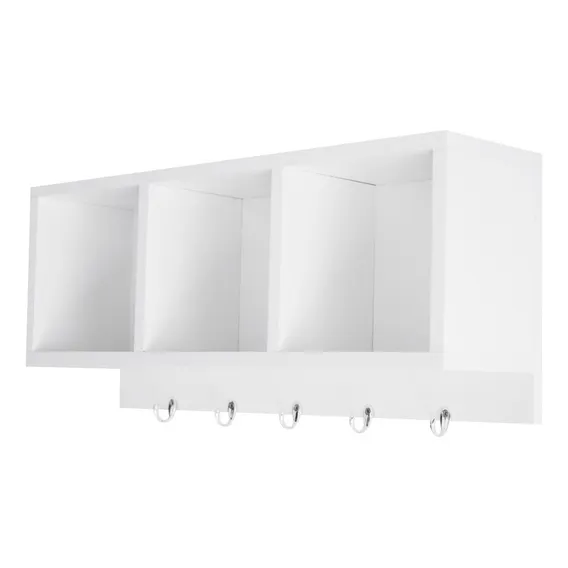 Nicho Triplo De Parede Organizador Com Ganchos 60x26x15cm Cor Branco Foto 1