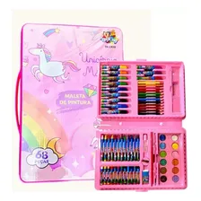 Ninho Boy 68 peças Cor Unicornio Maleta Pintura Infantil Estojo Escolar Canetinha Foto  mini 1