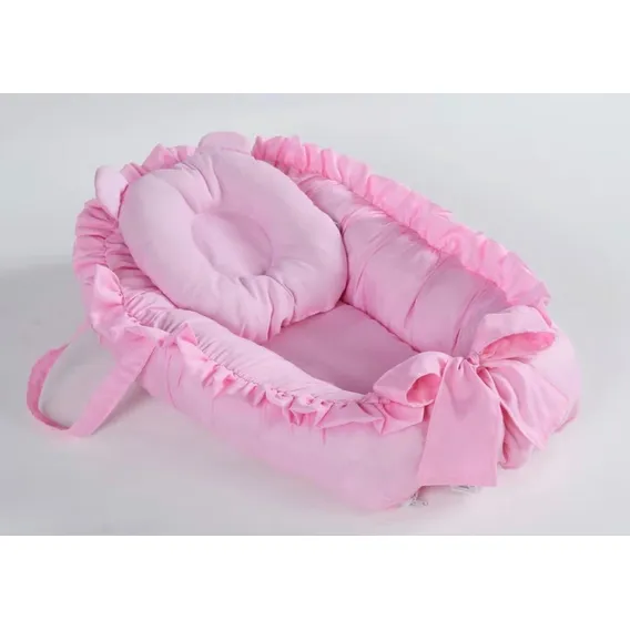 Ninho Redutor De Berço Com ZĂper E Travesseirinho Cor Rosa Foto 1