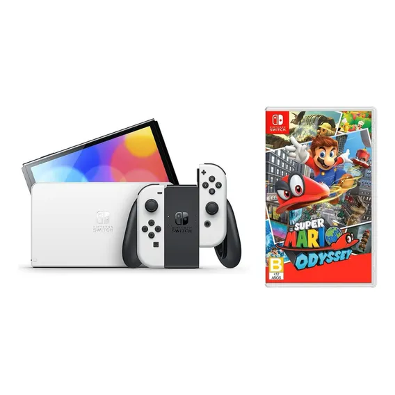 Nintendo Nintendo Switch Switch OLED 64GB Super Mario Odyssey Bundle cor branco 2023 Foto 1
