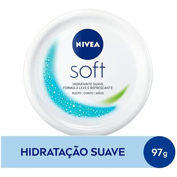 Nivea Soft Creme 98g Rosto Corpo Mãos Hidratante Suave Vit E Foto 1