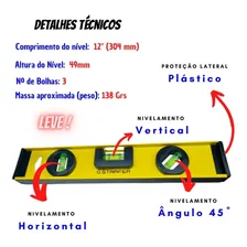 NÃvel De AlumÃnio Base Magnética Starfer 30cm 12 Pol Foto mini 4