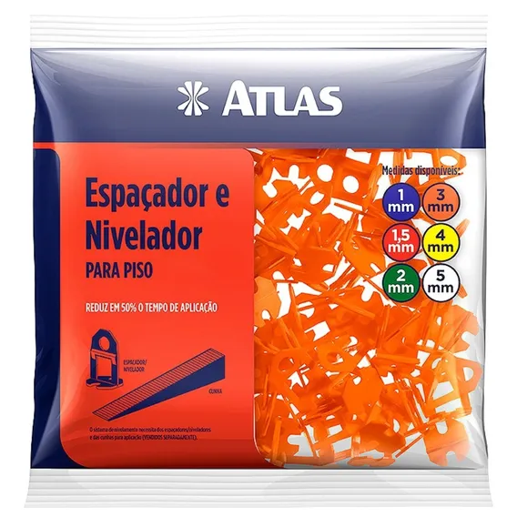 Nivelador Piso Porcelanato Espaçador 3mm Atlas 100un Cor Vermelho Foto 1