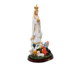 Nossa Senhora De Fátima Com 3 Pastores 63cm - Enfeite Resina Foto mini 2