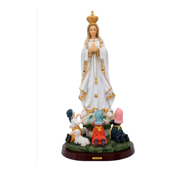 Nossa Senhora De Fátima Com 3 Pastores 63cm - Enfeite Resina Foto 1