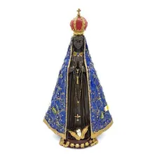Nossa Sra Aparecida Manto Aberto Escultura Em Resina 34 Cm Foto  mini 1