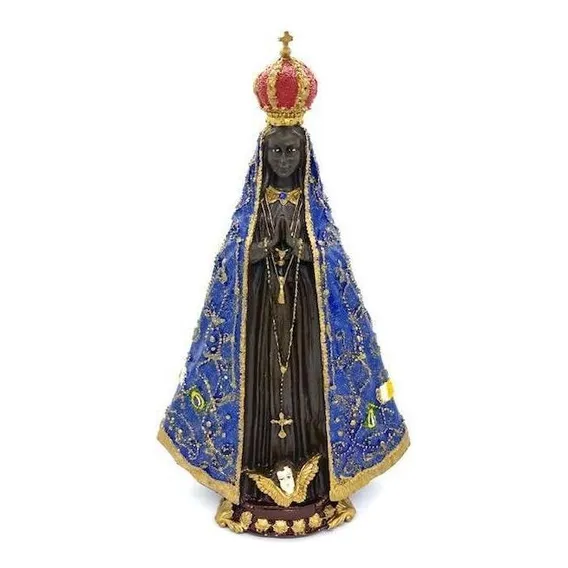 Nossa Sra Aparecida Manto Aberto Escultura Em Resina 34 Cm Foto 1