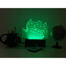 Nota Musical, Música, Luminária Led 3d, 16 Cores+controle Cúpula 16 Cores Estrutura Preto 127/220v Foto mini  2