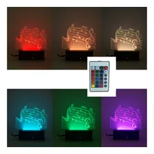 Nota Musical, Música, Luminária Led 3d, 16 Cores+controle Cúpula 16 Cores Estrutura Preto 127/220v Foto mini 4