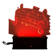 Nota Musical, Música, Luminária Led 3d, 16 Cores+controle Cúpula 16 Cores Estrutura Preto 127/220v Foto  mini 1