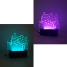 Nota Musical, Música, Luminária Led 3d, 16 Cores+controle Cúpula 16 Cores Estrutura Preto 127/220v Foto mini  3