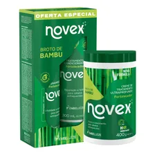 Novex Broto de Bambu Kit Shampoo Condicionador Creme 400G Broto Bambu Novex Kit Shampoo Condicionador e Creme de tratamento en pote e frasco Foto  mini 1