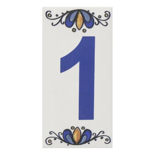Número Casa 1 15cm Assentado Cerâmica Azul E Branco Foto 1
