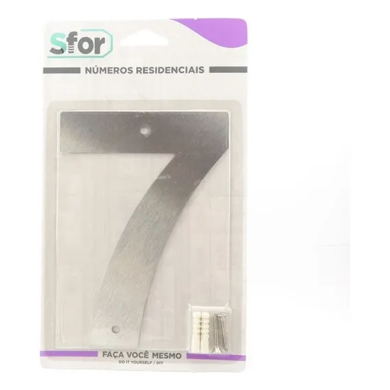Números 7 Residencial Aço Inox Polido 15cm () Foto 1