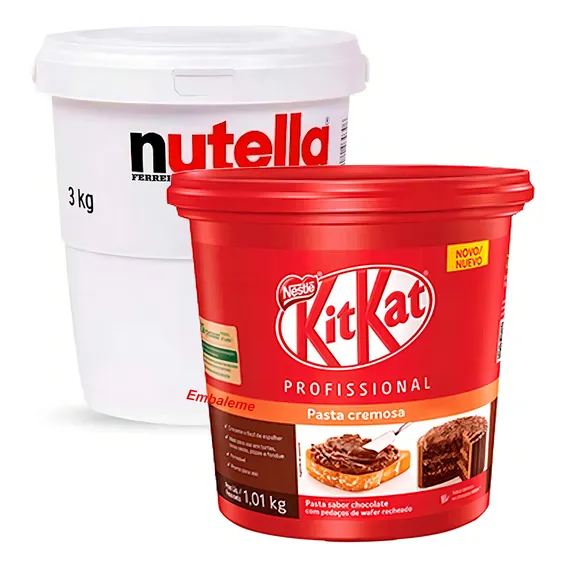 Nutella 3kg Balde Gigante + Creme Kit Kat Foto 1