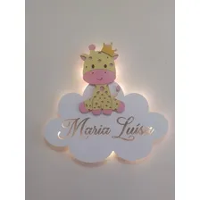 Nuvem Girafa Com Nome Com Led - Decoração Quarto Infantil Cor Branco Foto mini  3